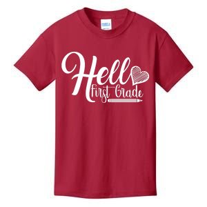 Hello First Grade Pencil Heart Kids T-Shirt