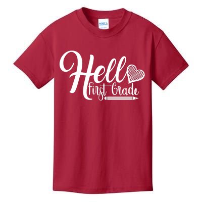 Hello First Grade Pencil Heart Kids T-Shirt