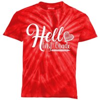 Hello First Grade Pencil Heart Kids Tie-Dye T-Shirt