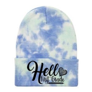 Hello First Grade Pencil Heart Tie Dye 12in Knit Beanie