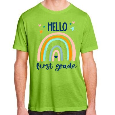 Hello First Grade Retro Rainbow Adult ChromaSoft Performance T-Shirt