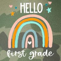 Hello First Grade Retro Rainbow Legacy Tie Dye Trucker Hat