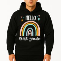 Hello First Grade Retro Rainbow Hoodie