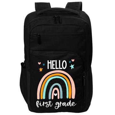 Hello First Grade Retro Rainbow Impact Tech Backpack