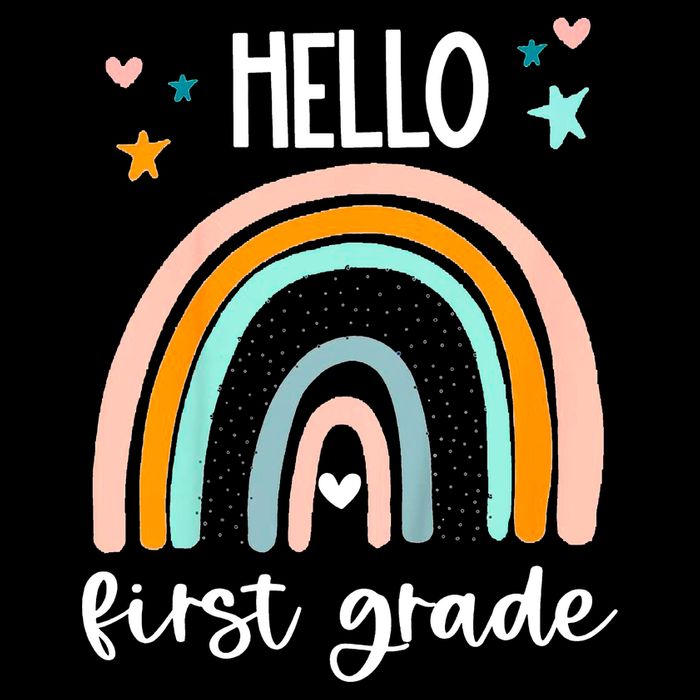 Hello First Grade Retro Rainbow Bucket Hat