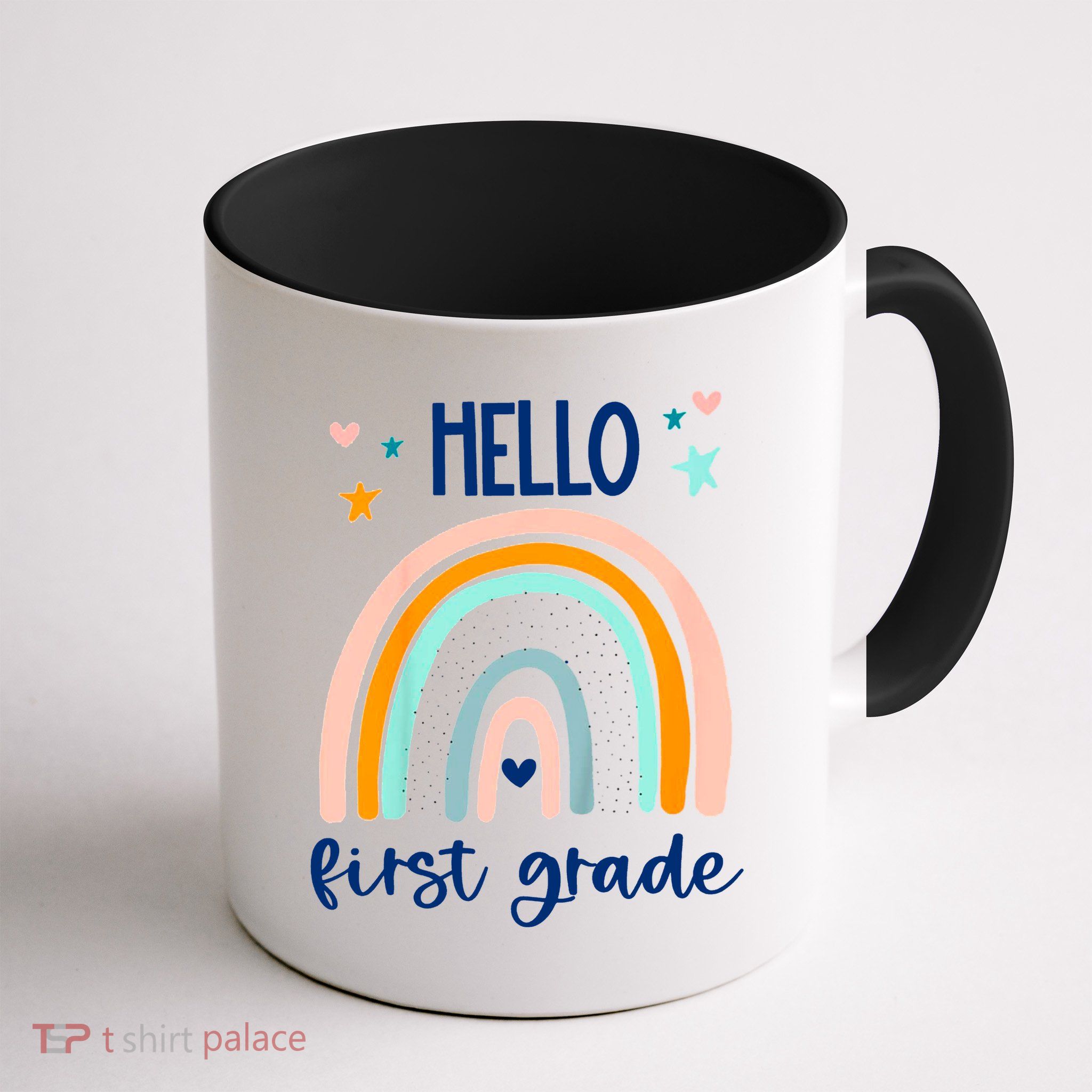 Hello First Grade Retro Rainbow Mug