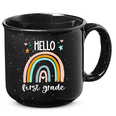 Hello First Grade Retro Rainbow 15oz Campfire Ceramic Mug
