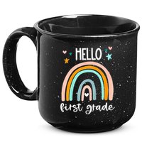 Hello First Grade Retro Rainbow 15oz Campfire Ceramic Mug