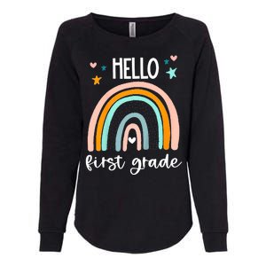 Hello First Grade Retro Rainbow Womens California Wash Sweatshirt