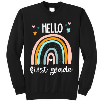 Hello First Grade Retro Rainbow Tall Sweatshirt