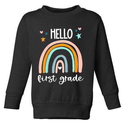Hello First Grade Retro Rainbow Toddler Sweatshirt