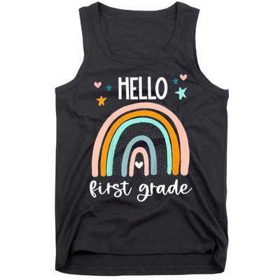 Hello First Grade Retro Rainbow Tank Top