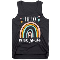 Hello First Grade Retro Rainbow Tank Top