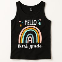 Hello First Grade Retro Rainbow Tank Top