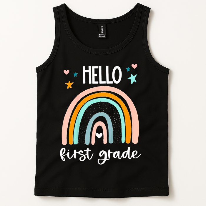 Hello First Grade Retro Rainbow Tank Top
