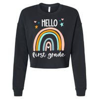 Hello First Grade Retro Rainbow Cropped Pullover Crew