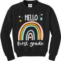 Hello First Grade Retro Rainbow Kids Sweatshirt