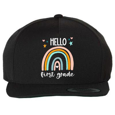 Hello First Grade Retro Rainbow Wool Snapback Cap