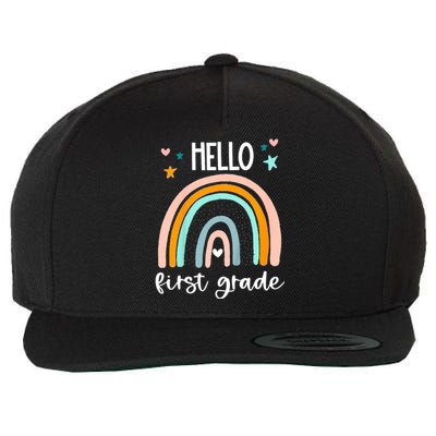 Hello First Grade Retro Rainbow Wool Snapback Cap