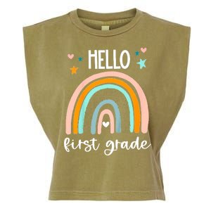 Hello First Grade Retro Rainbow Garment-Dyed Women's Muscle Tee