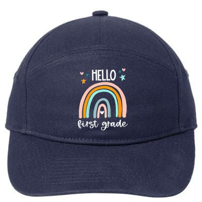 Hello First Grade Retro Rainbow 7-Panel Snapback Hat