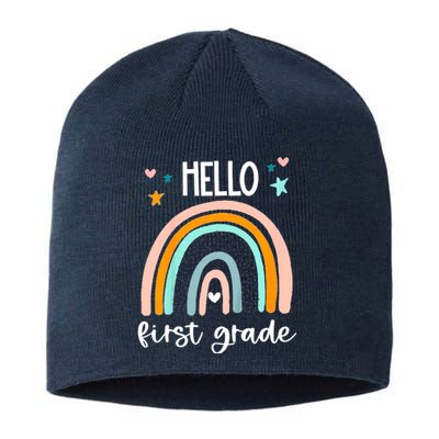 Hello First Grade Retro Rainbow Sustainable Beanie