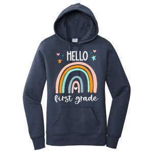 Hello First Grade Retro Rainbow Women's Pullover Hoodie