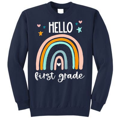 Hello First Grade Retro Rainbow Tall Sweatshirt