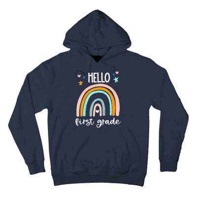 Hello First Grade Retro Rainbow Tall Hoodie