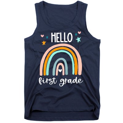 Hello First Grade Retro Rainbow Tank Top