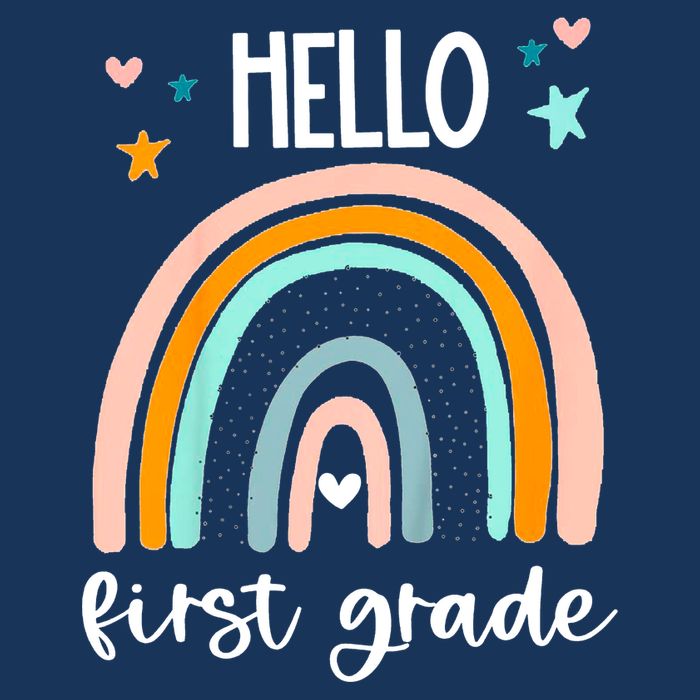 Hello First Grade Retro Rainbow Infant Baby Jersey Bodysuit