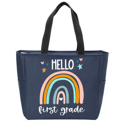 Hello First Grade Retro Rainbow Zip Tote Bag