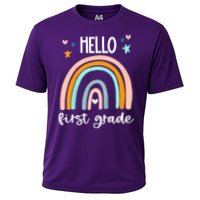 Hello First Grade Retro Rainbow Performance Shirt