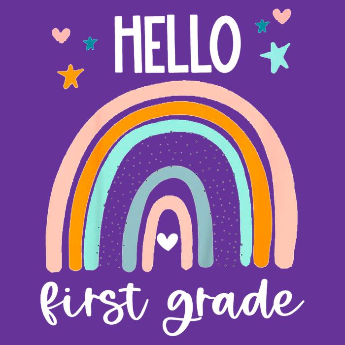 Hello First Grade Retro Rainbow Performance Shirt