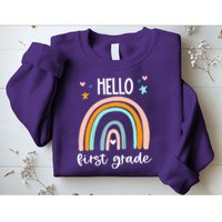 Hello First Grade Retro Rainbow Sweatshirt
