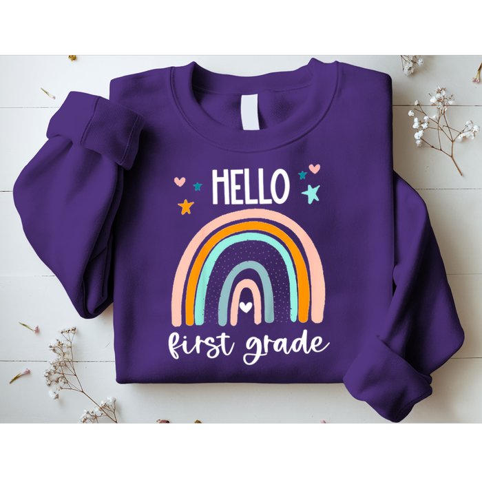 Hello First Grade Retro Rainbow Sweatshirt