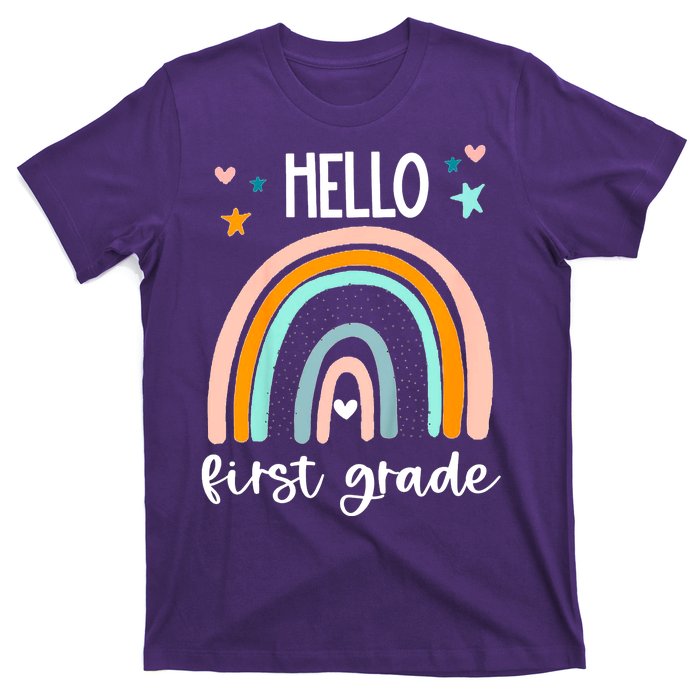 Hello First Grade Retro Rainbow T-Shirt