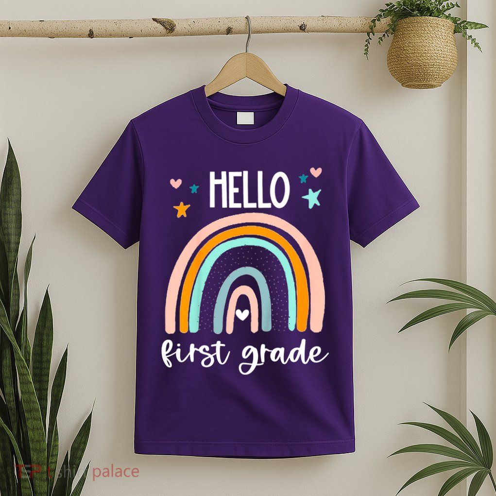 Hello First Grade Retro Rainbow T-Shirt