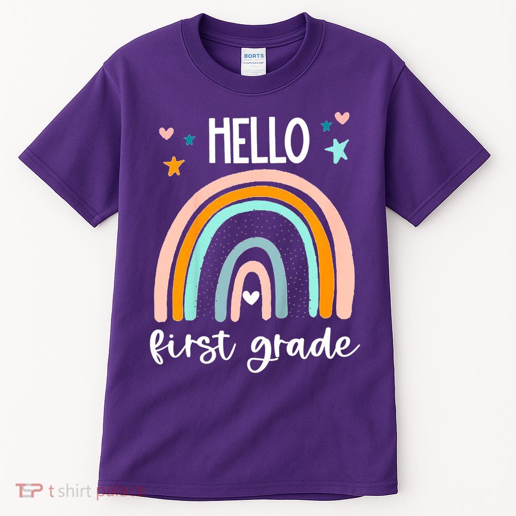 Hello First Grade Retro Rainbow Tall T-Shirt