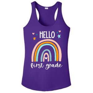 Hello First Grade Retro Rainbow Ladies PosiCharge Competitor Racerback Tank