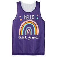 Hello First Grade Retro Rainbow Mesh Reversible Basketball Jersey Tank