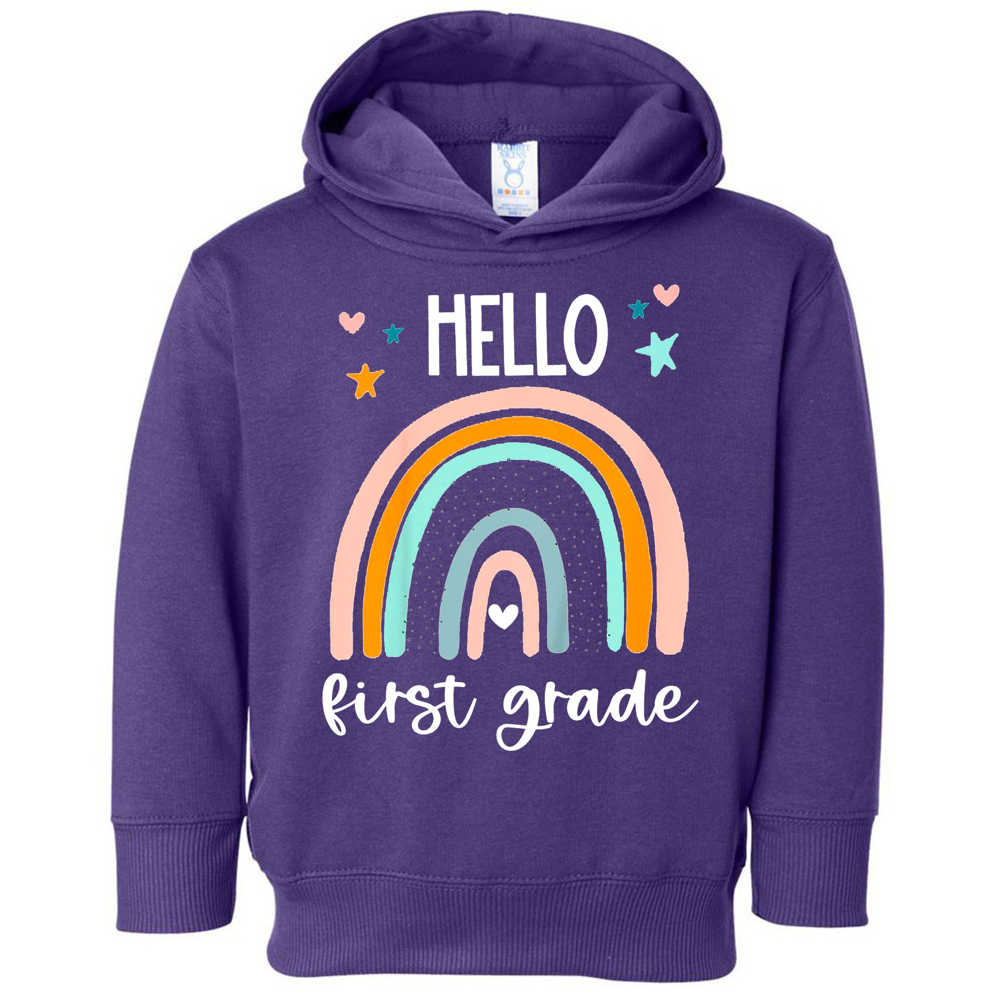 Hello First Grade Retro Rainbow Toddler Hoodie