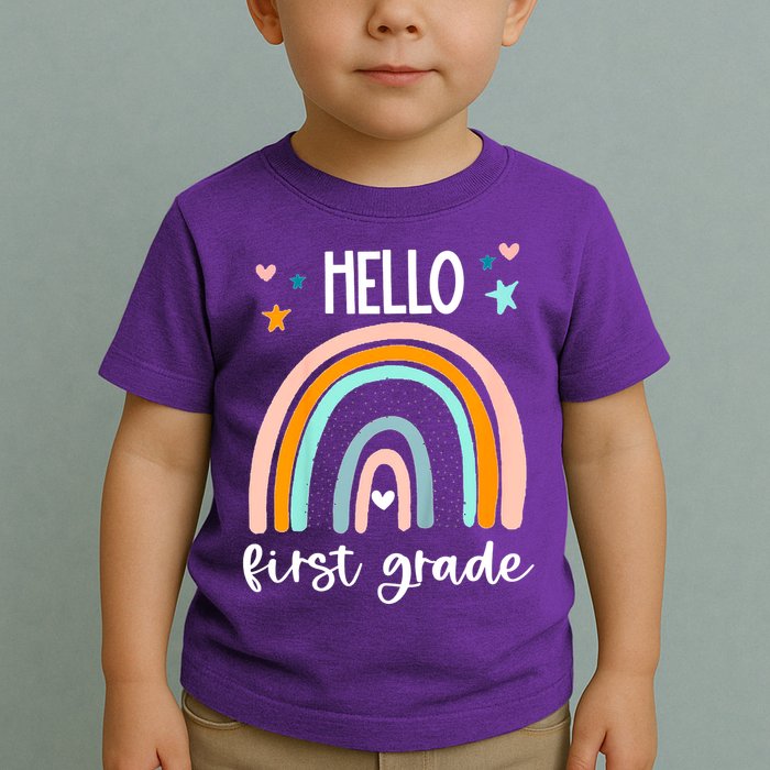 Hello First Grade Retro Rainbow Toddler T-Shirt