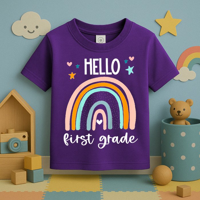 Hello First Grade Retro Rainbow Toddler T-Shirt