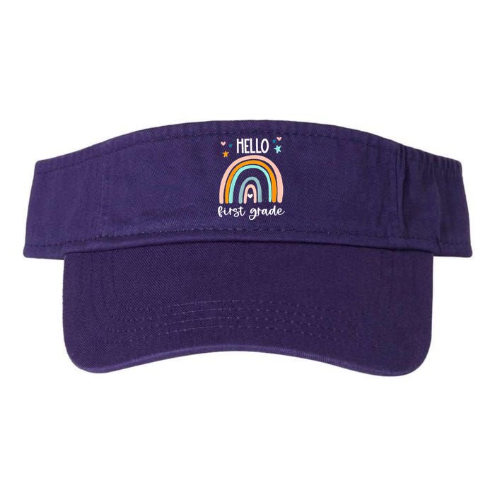 Hello First Grade Retro Rainbow Valucap Bio-Washed Visor