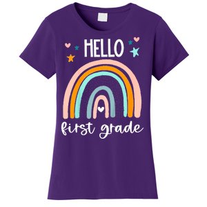 Hello First Grade Retro Rainbow Women's T-Shirt