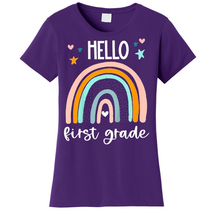 Hello First Grade Retro Rainbow Women's T-Shirt