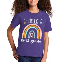 Hello First Grade Retro Rainbow Kids T-Shirt