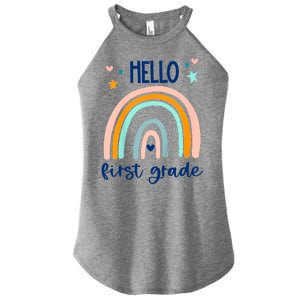 Hello First Grade Retro Rainbow Women's Perfect Tri Rocker Tank