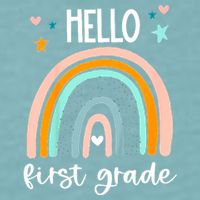 Hello First Grade Retro Rainbow Sueded Cloud Jersey T-Shirt